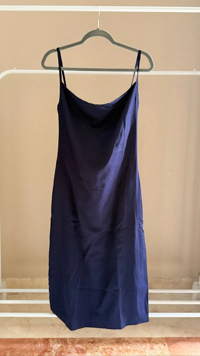 Navy Satin Dress FREE inner - Custom Made photo 1