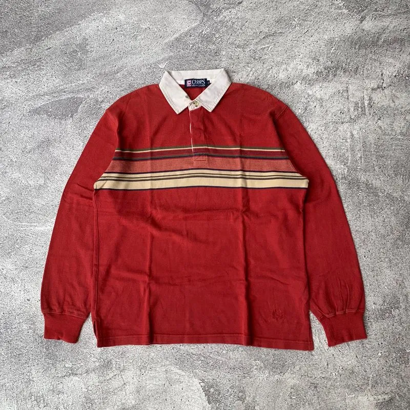 Chaps Lauren Y2K Casual Polo shirt Pria burgundy red photo 1
