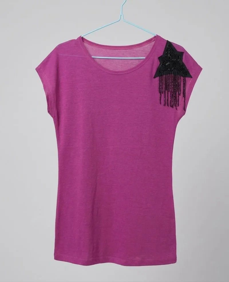 Kaos Atasan Wanita Fuschia Preloved || Kaos Warna Fanta deng photo 1
