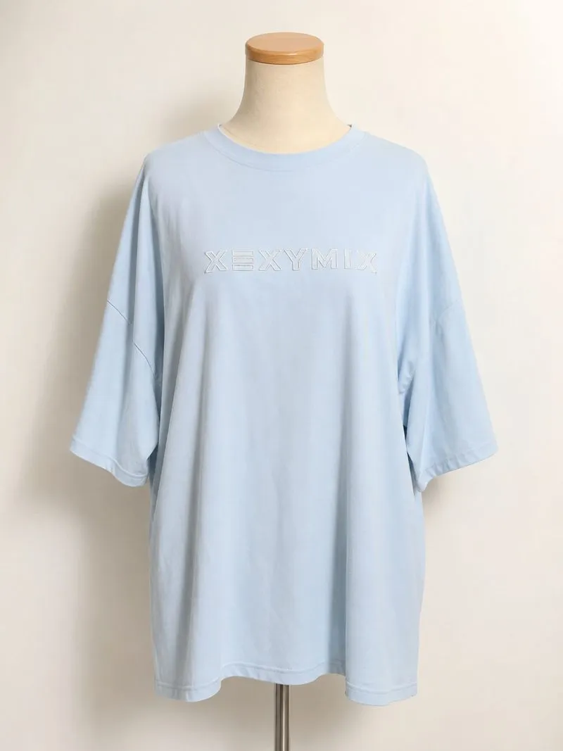 XEXYMIX Korea Oversized Tee Ice Blue Bordir Logo Ori LD 120 photo 1