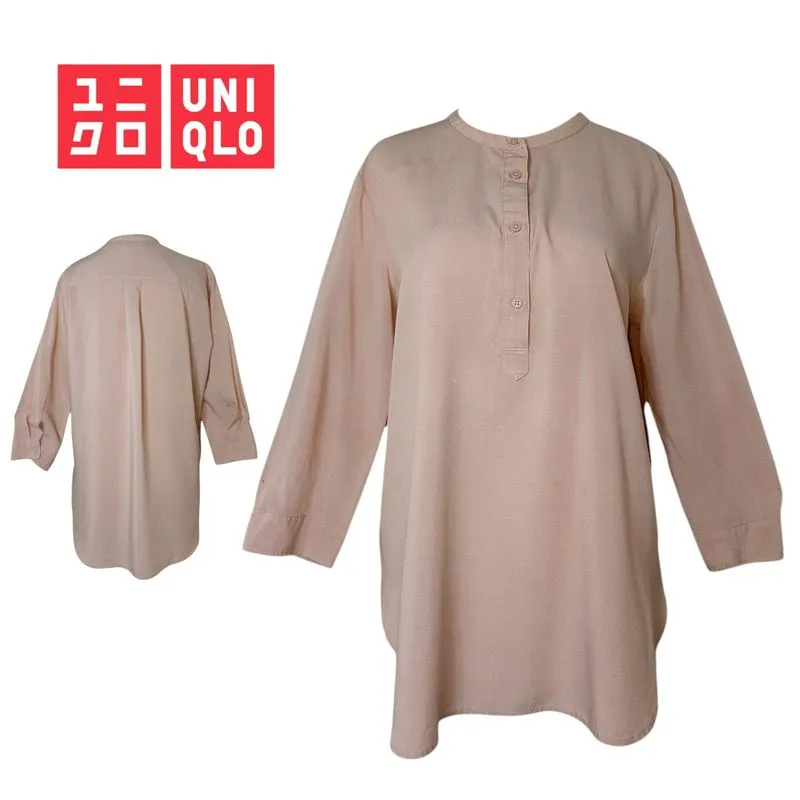 UNIQLO Nude Pink Rayon Three-quarter Sleeve Blouse photo 1