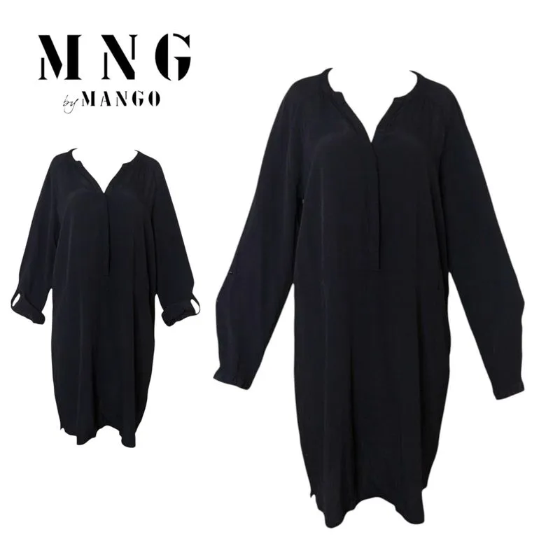 MNG BASICS by MANGO Black Viscose Button Down Tunic/Dress photo 1