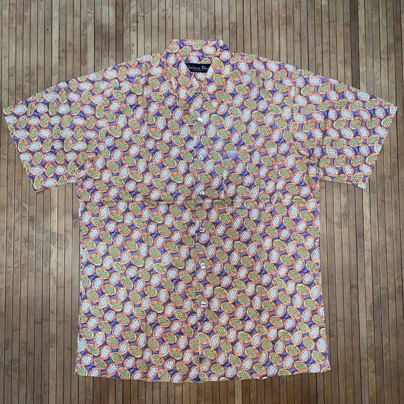 VINTAGE CHRISTIAN DIOR MONSIEUR ABSTRACT PATTERN SHORT SLEEV photo 1