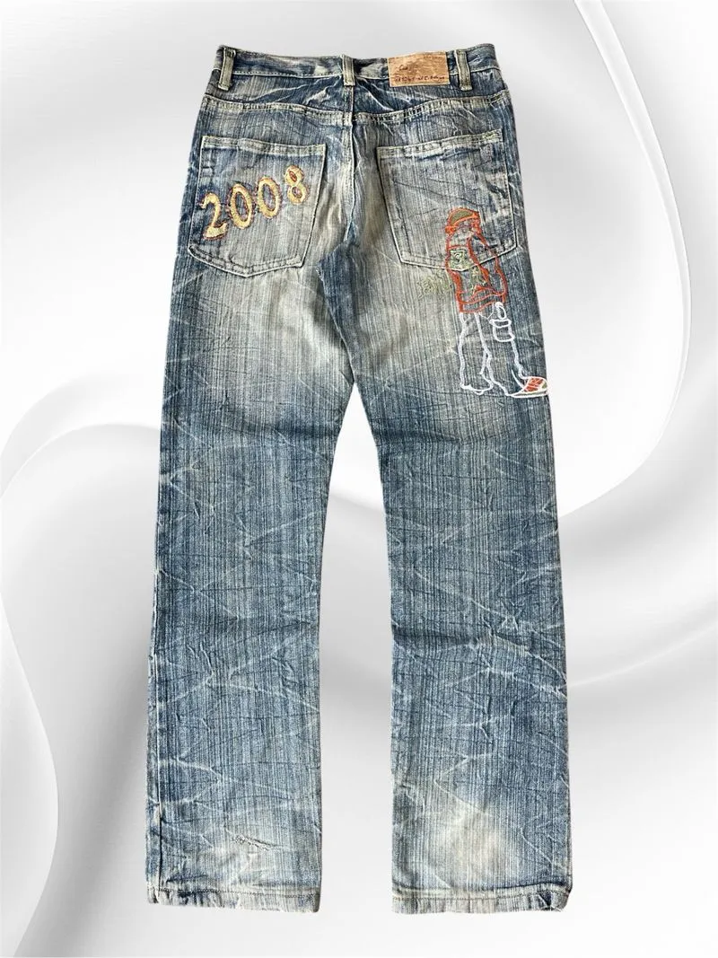 • Y2K FEEDING LIGHTNING JEANS LIGHT BLUE WASHED  photo 1