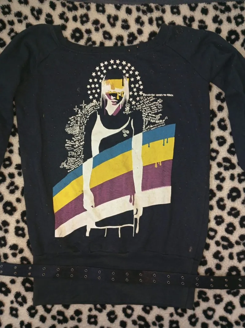 Over The Shoulder Woman Graphic Sweatshirt Grunge Emo Alt photo 1