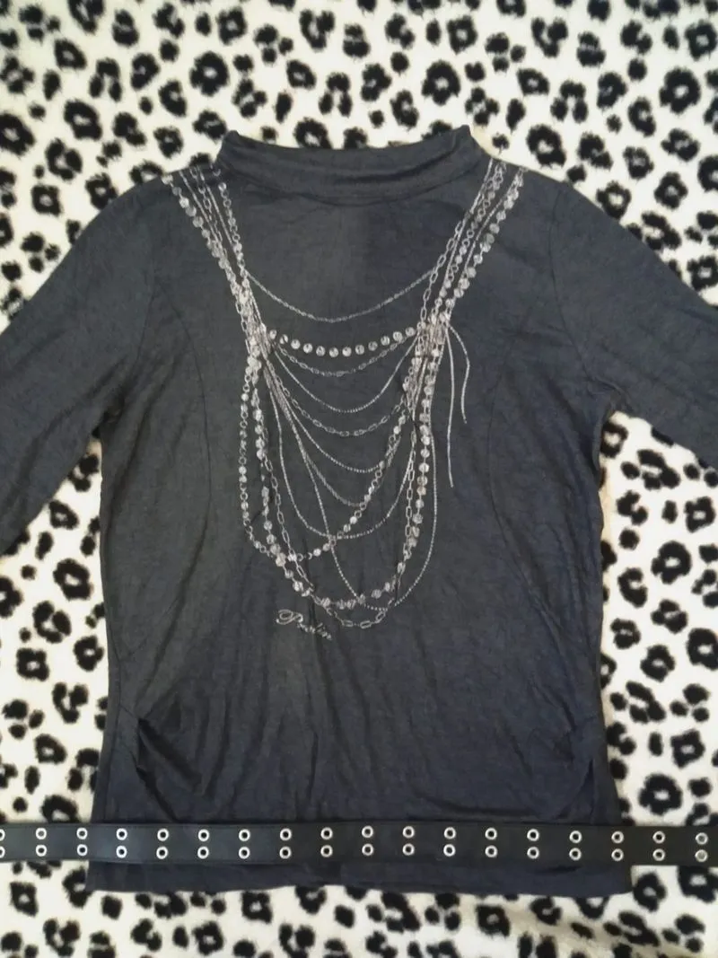 Grunge Necklace Print Long Sleeve Emo Alt Punk Grunge photo 1