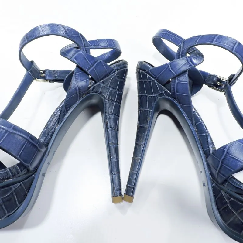 Yves Saint Laurent YSL Luxury Minimalist Heels Wanita blue Preloved