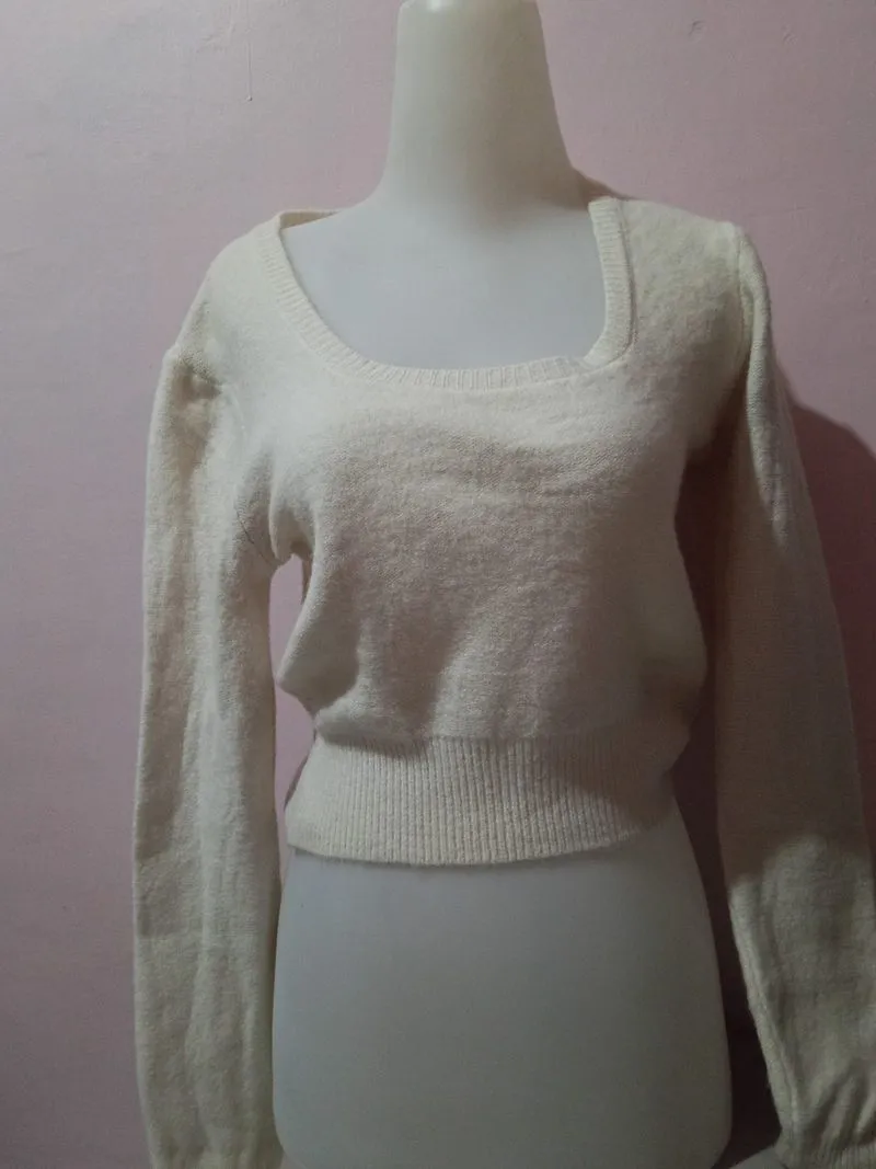 Sweater rajut square neck crop photo 1