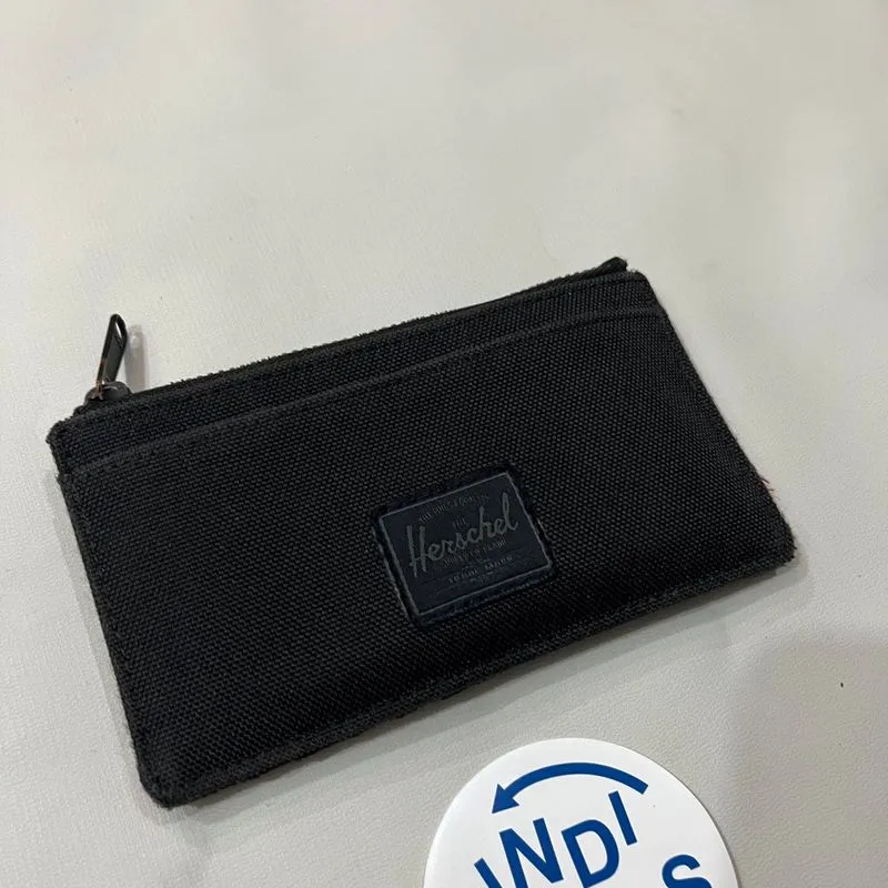 Herschel Black On Black Logo Dyed Card Wallet 100% authentic photo 1