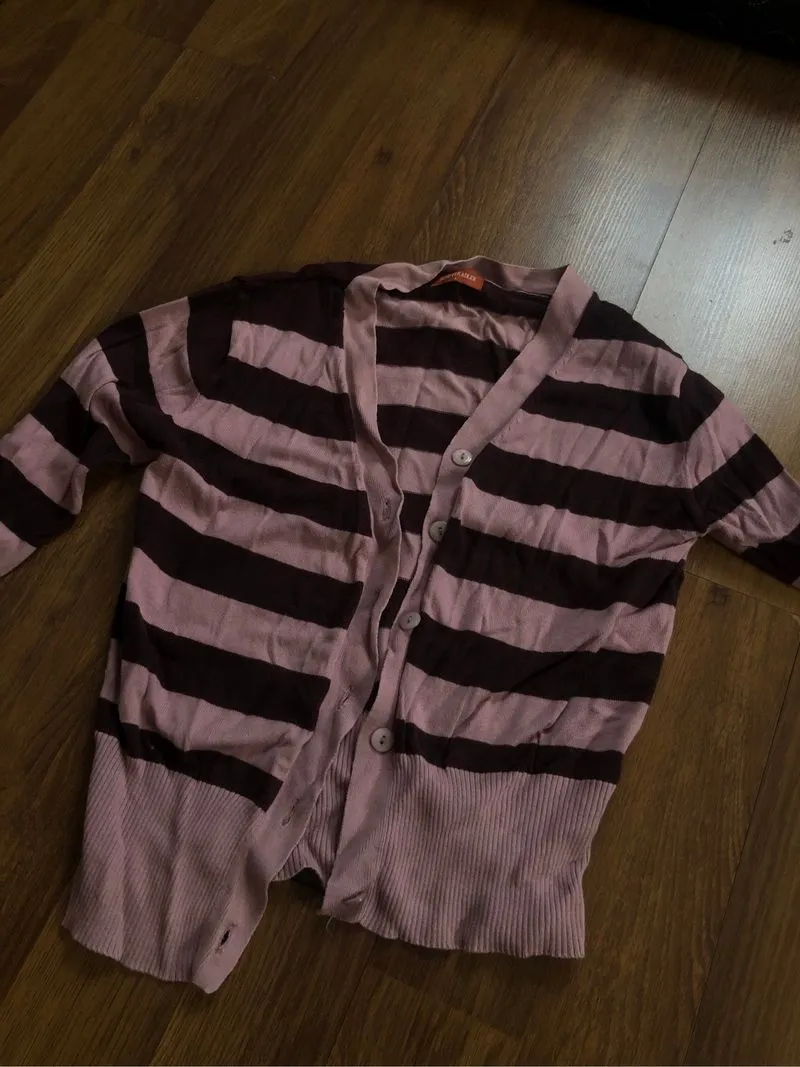 stripe pink coklat cardigan photo 1