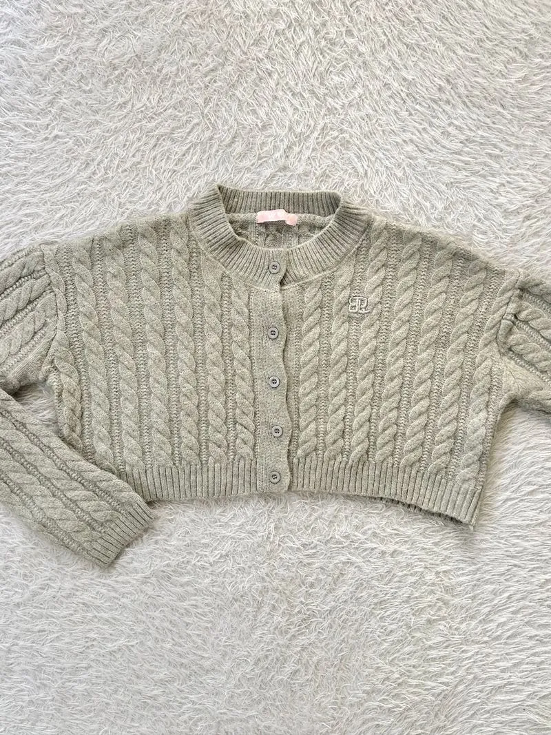 Cable Knit Cardigan Grey Rajut Kepang photo 1