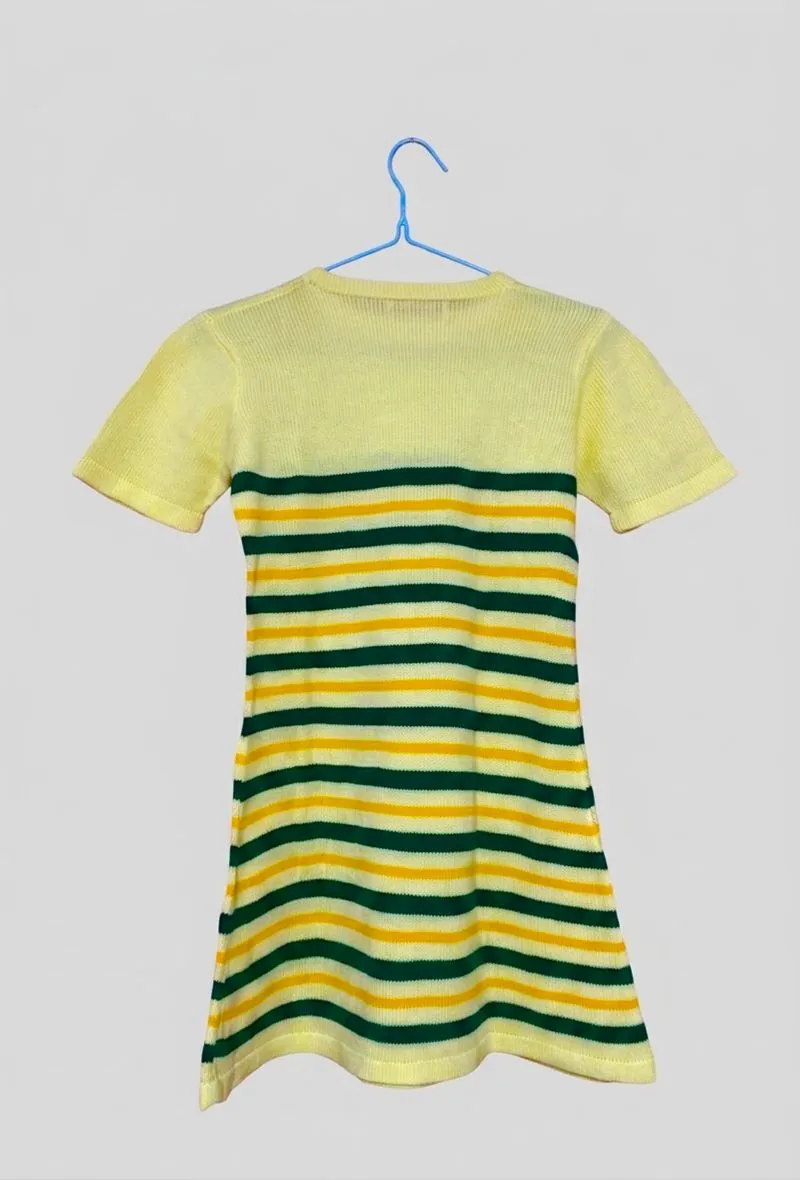 Retro Striped Knit Dress - Yellow/Green Preloved photo 1
