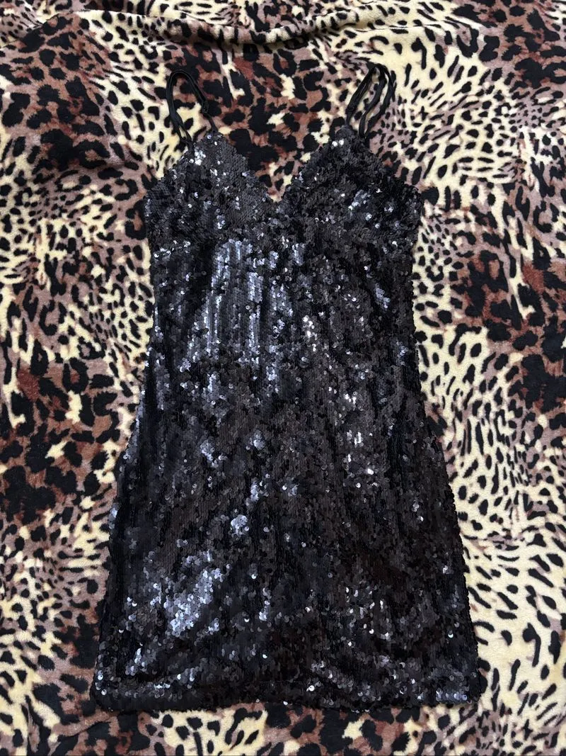 sequin black party dress y2k vintage photo 1