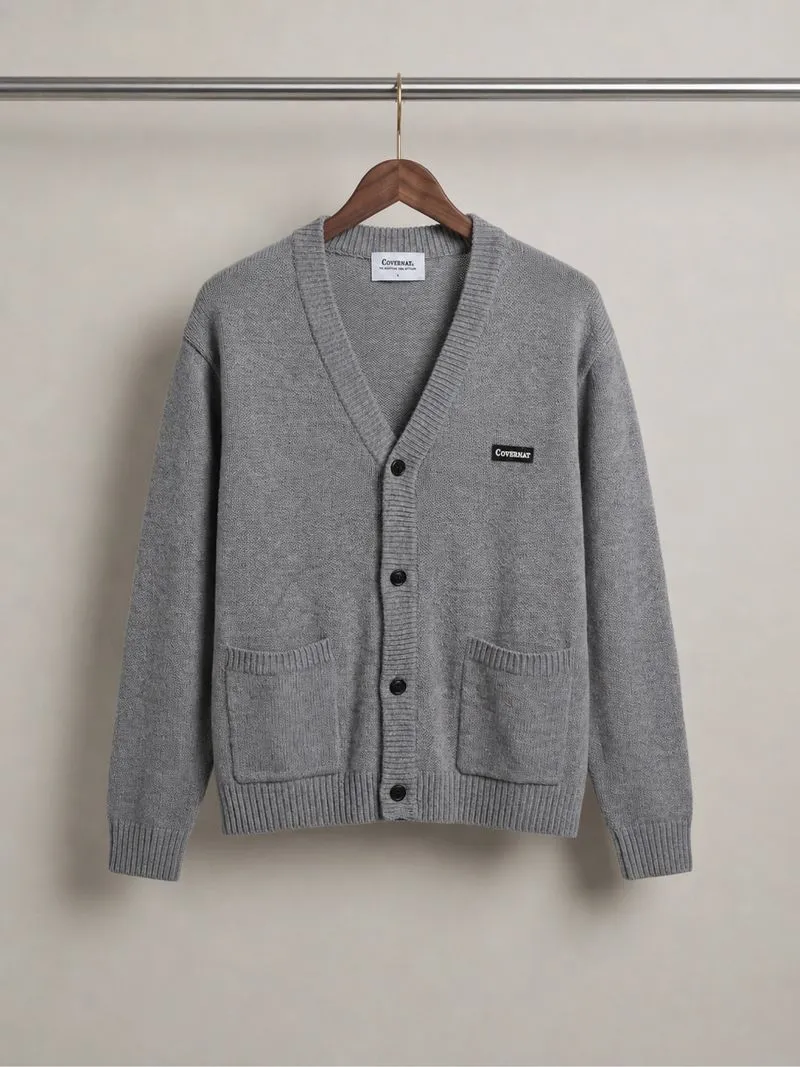 Cardigan Knit Covernat Grey Rajut Pria photo 1