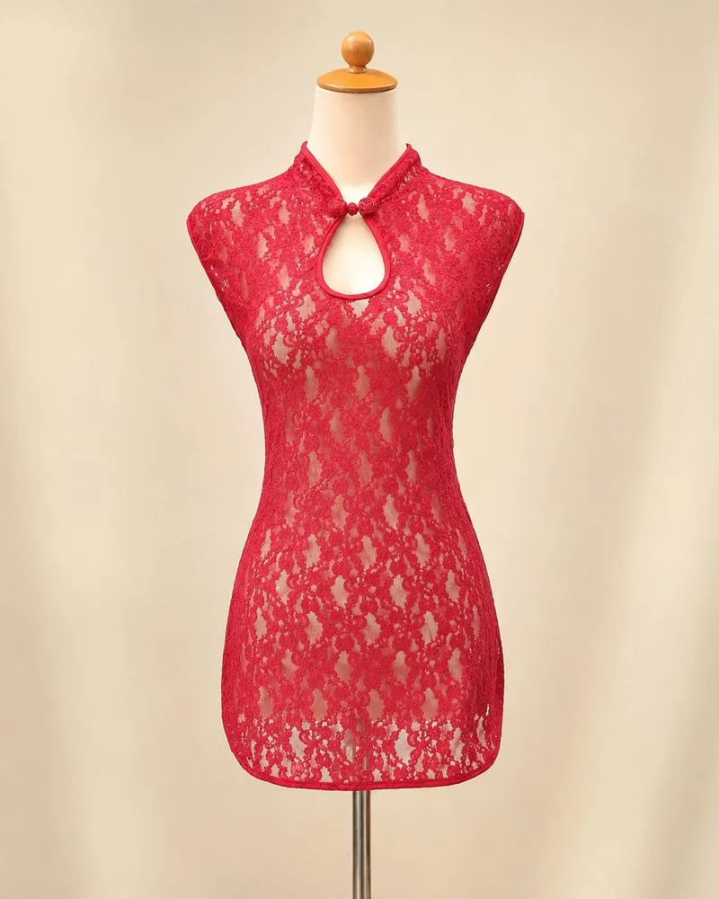Cheongsam Lace Merah Oriental  photo 1