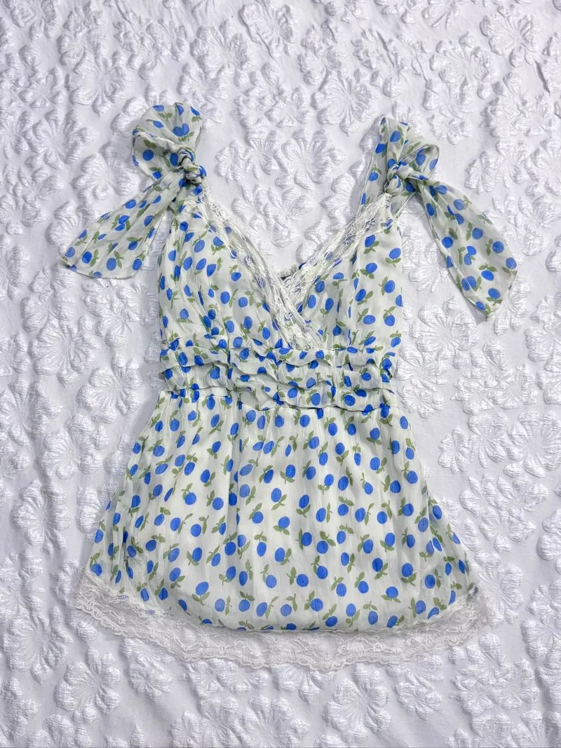 ♡✧ Blueberry Tie-Strap Babydoll Cami  photo 1