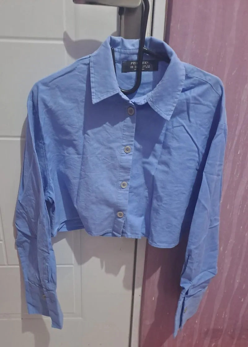 Primark Blue Cropped Shirt  photo 1
