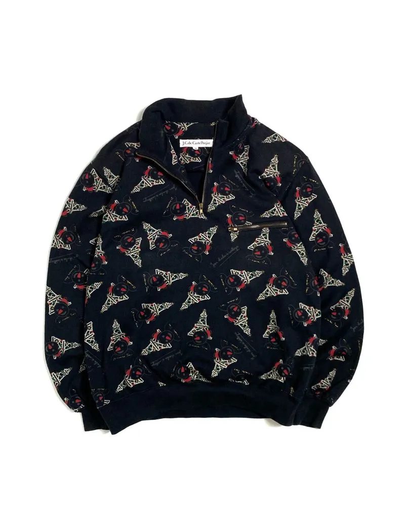 Vintage 90s CastelBajac Qzip Sweatshirt Y2K AOP photo 1