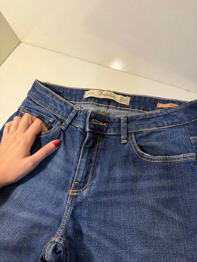 Zara Streetwear Casual High waisted jeans Wanita multicolor navy photo 1