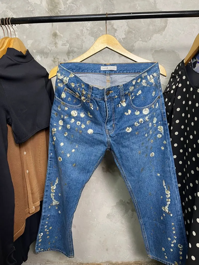 Vintage 00s tsumori Chisato Paint Splatter CroppedJeans photo 1