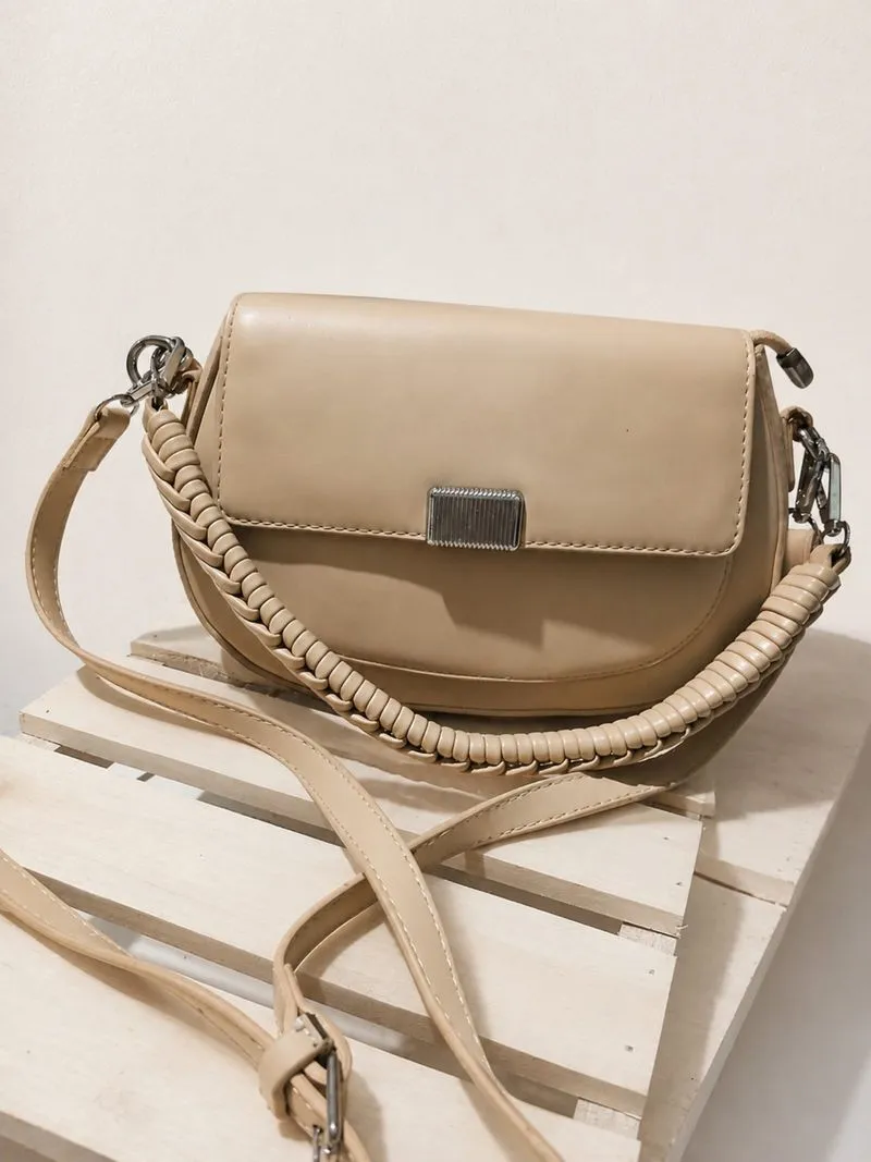 Beige Mini Bag Braided Strap Nude photo 1
