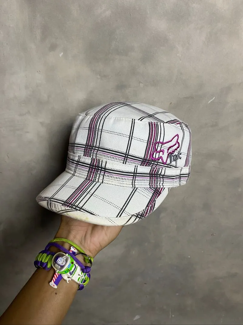 Y2K Plaid Fox Patrol Cap Ofc photo 1