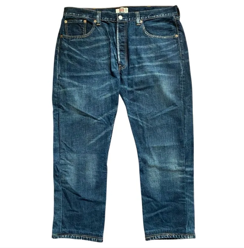 Levi’s 501 Dark Blue Denim Straight Leg Button-fly Jeans photo 1