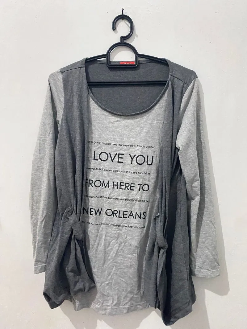 Streetwear T-shirt Wanita gray photo 1