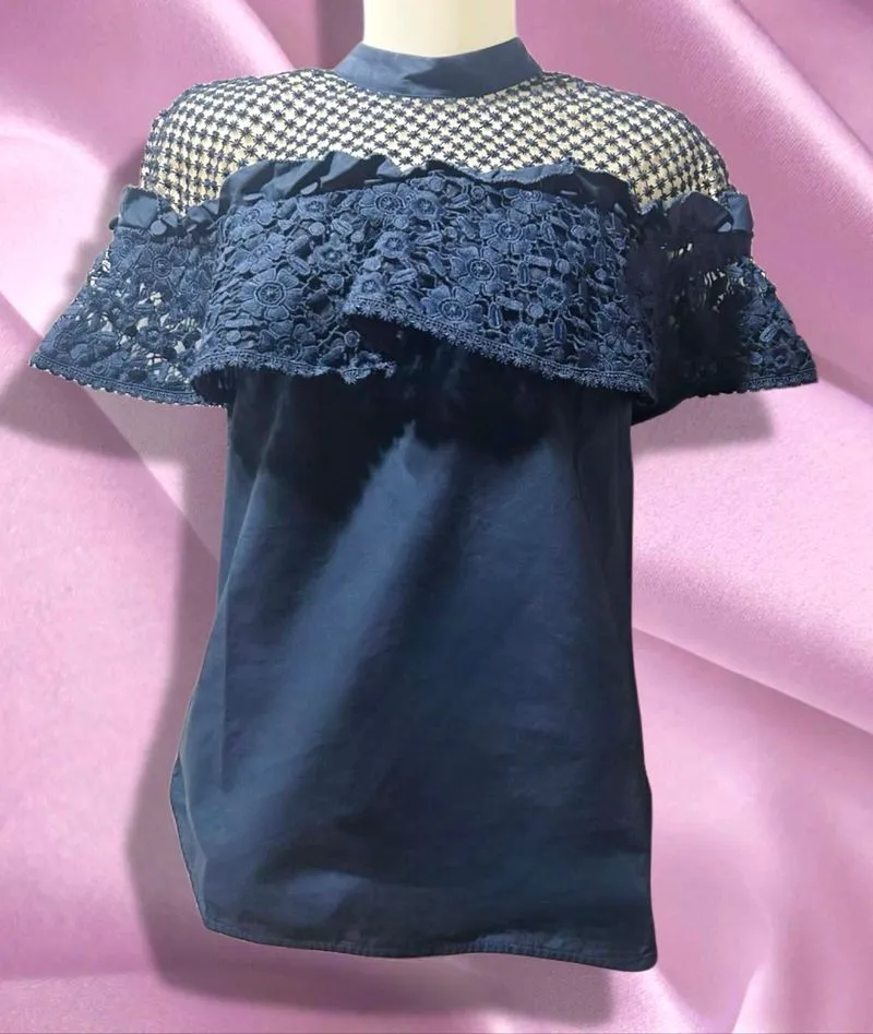 Self Portrait Poplin Lace Blouse photo 1