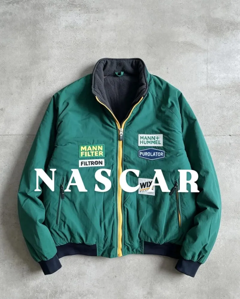 JAKET MANN + HUMMEL NASCAR DOWN PUFFER VINTAGE ART BORDIR photo 1