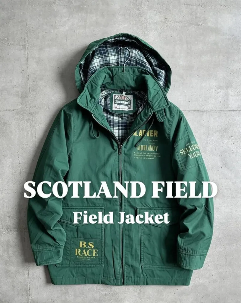 JAKET SCOTLAND FILED VINTAGE FIELD JACKET ART SABLON HOODIE  photo 1