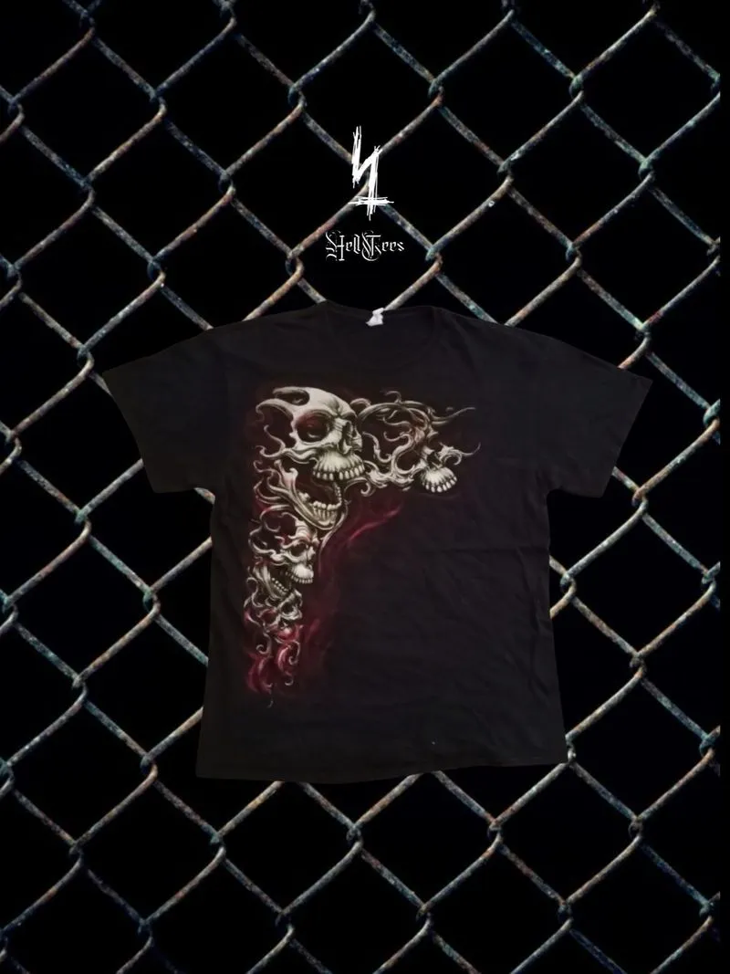 ⚜️ Y2K "Tribal Skull" Big Print Grunge Graphic Tee photo 1