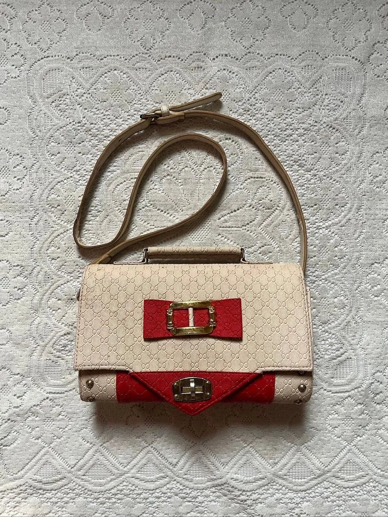 Beige Red Monogram Sling Wallet Bag photo 1