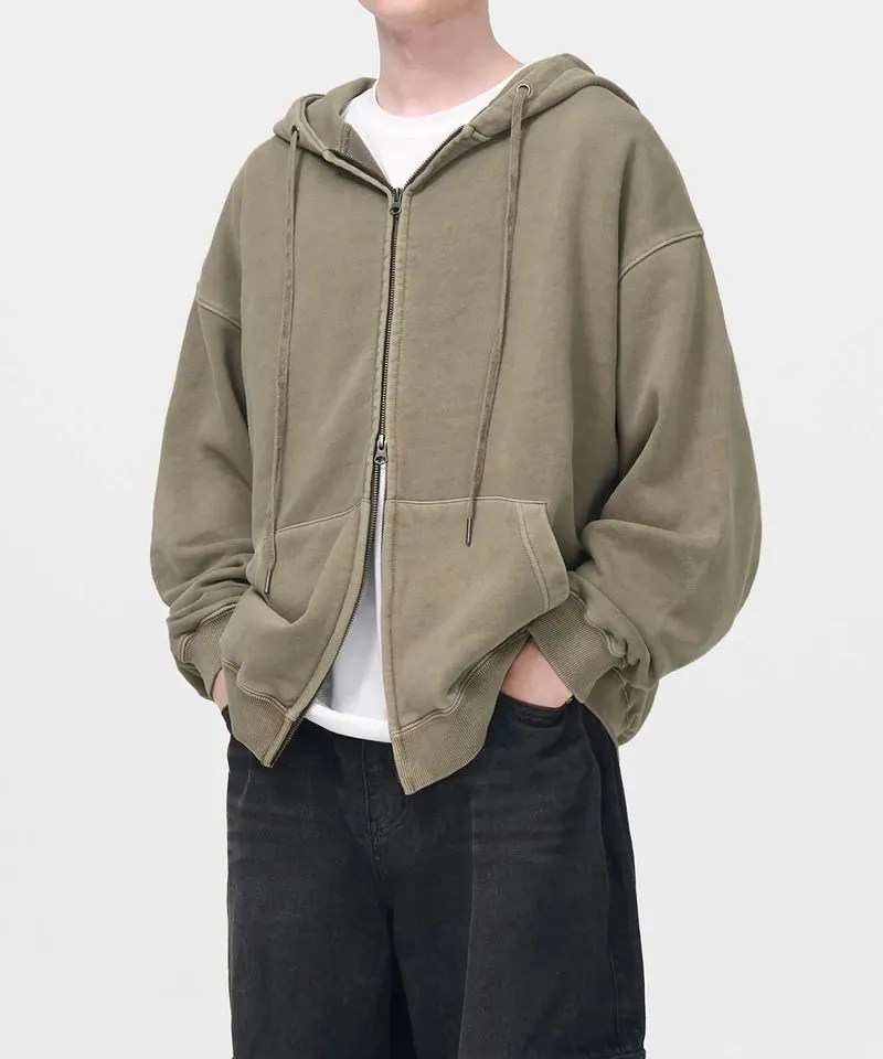 Washed Zipper Hoodie Toffee Pigment photo 1