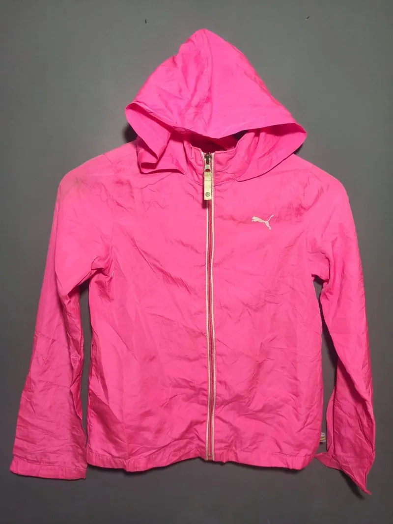 Jaket Windbreaker Remaja Perempuan PUMA Pink Bertopi Origina photo 1