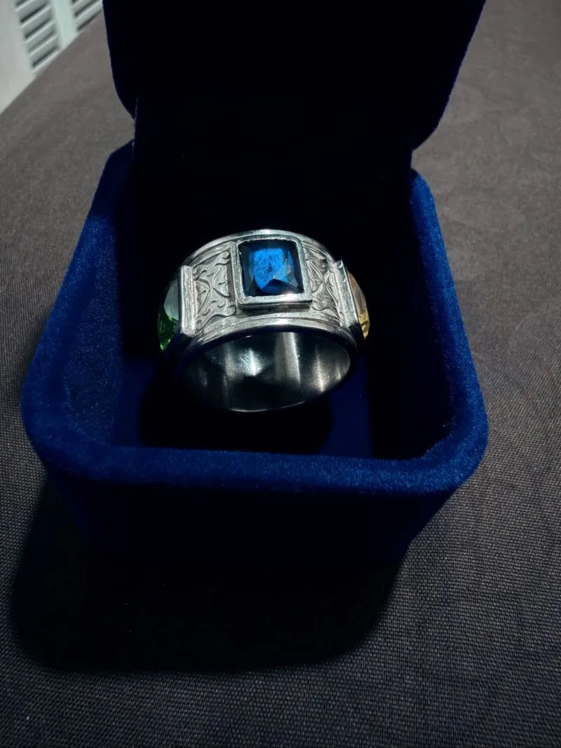 Cincin custom Perak 999 Spinner 5 Batu 360° bisa diputar photo 1