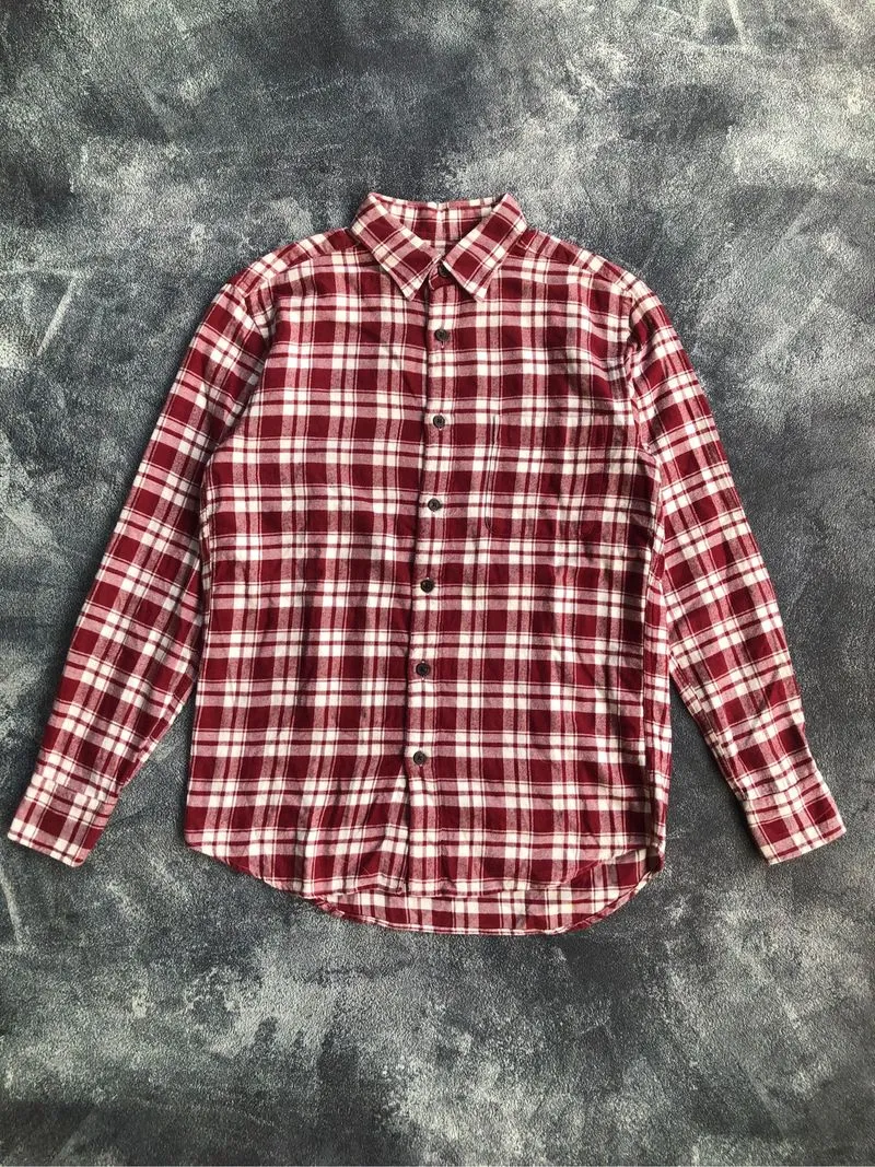 Preloved Uniqlo Flannel Shirt Merah Maroon - Like New photo 1