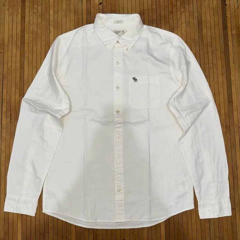 ABERCROMBIE & FITCH BASIC WHITE BUTTON DOWN LONG SLEEVE OXFO photo 1