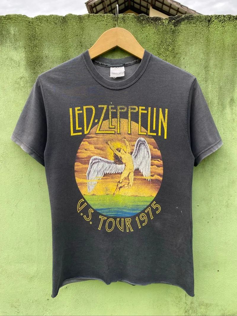 Vintage Led Zeppelin U.S. Tour 1975 Tee Faded Classic Rock photo 1