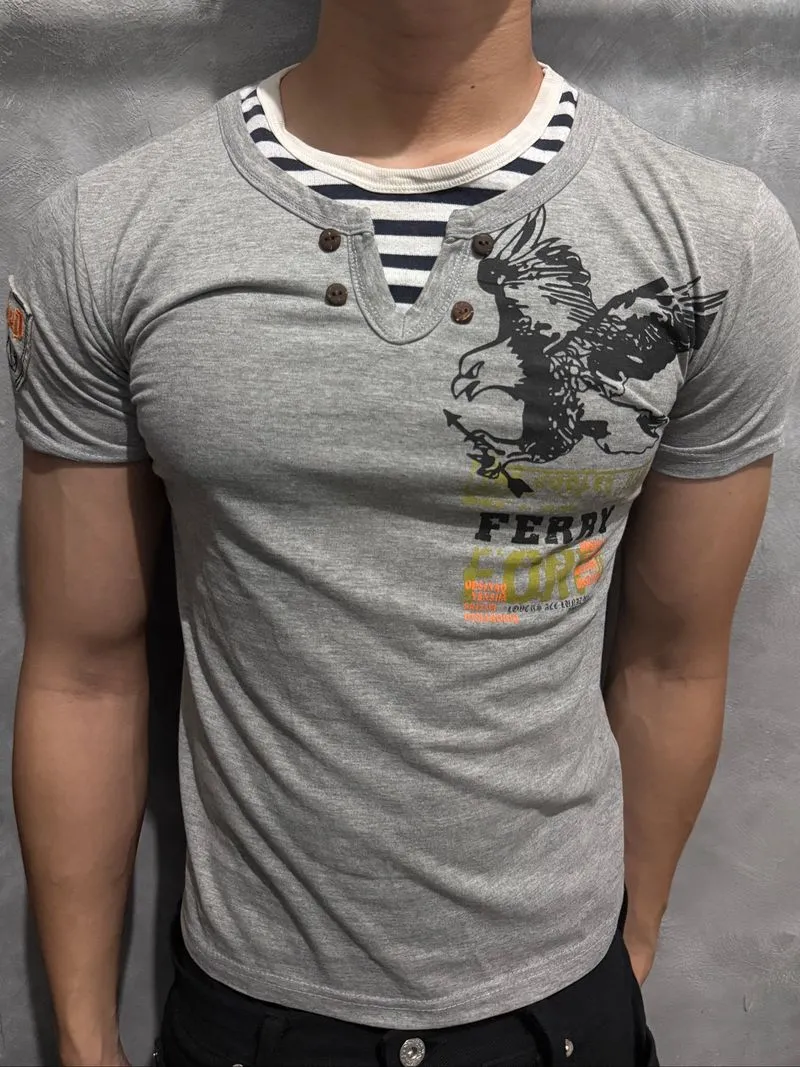 Vintage Y2K Henley Shirt Grey photo 1