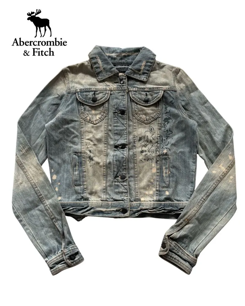 Abercrombie & Fitch Jeans Jacket Distressed Bleach Graphic D photo 1