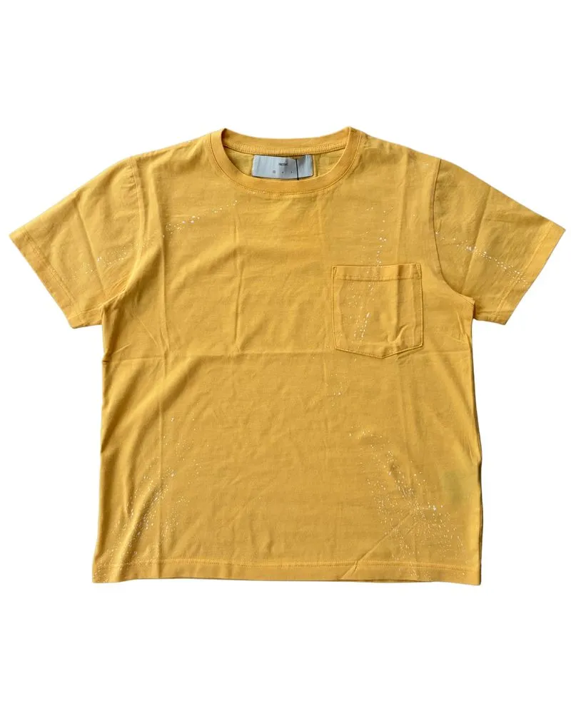 Hotel Official Yellow Fitted Pocket Tee Paint Splatter photo 1