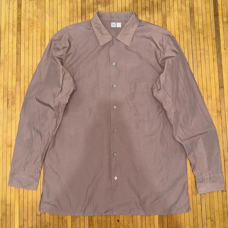 UNIQLO U UNDERCOVER LILAC LONG SLEEVE OPEN COLLAR SHIRT photo 1