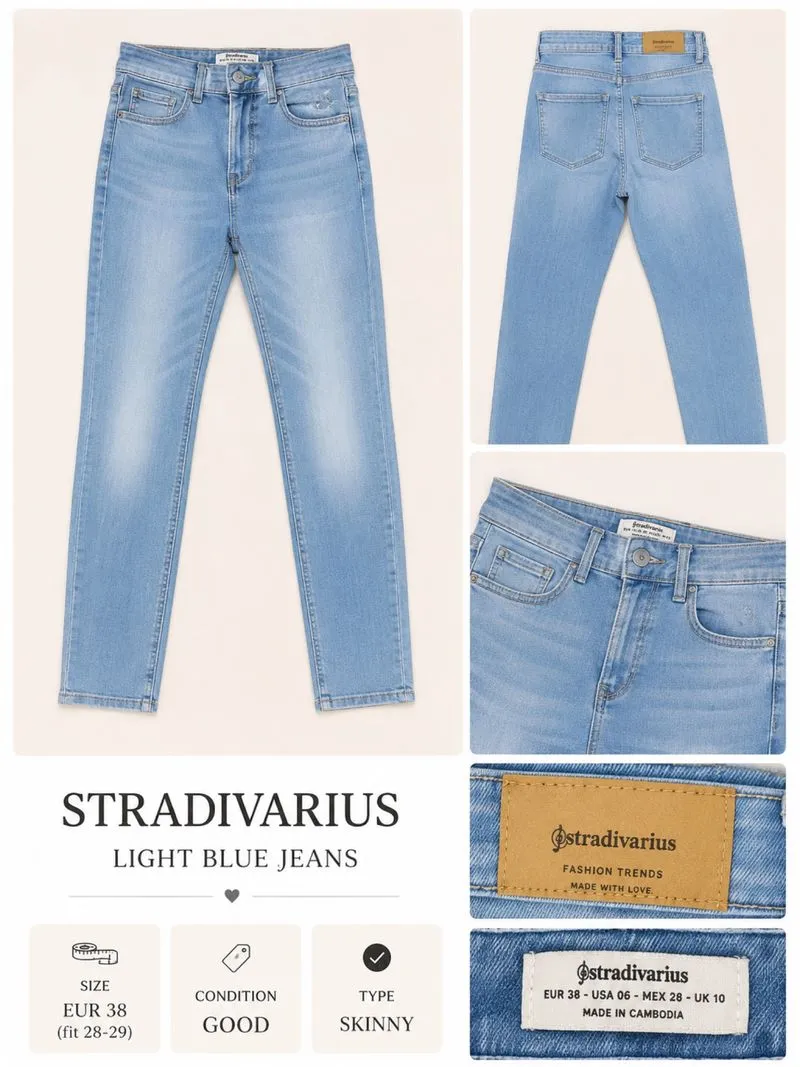 Stradivarius Light Blue Jeans EUR 38 photo 1