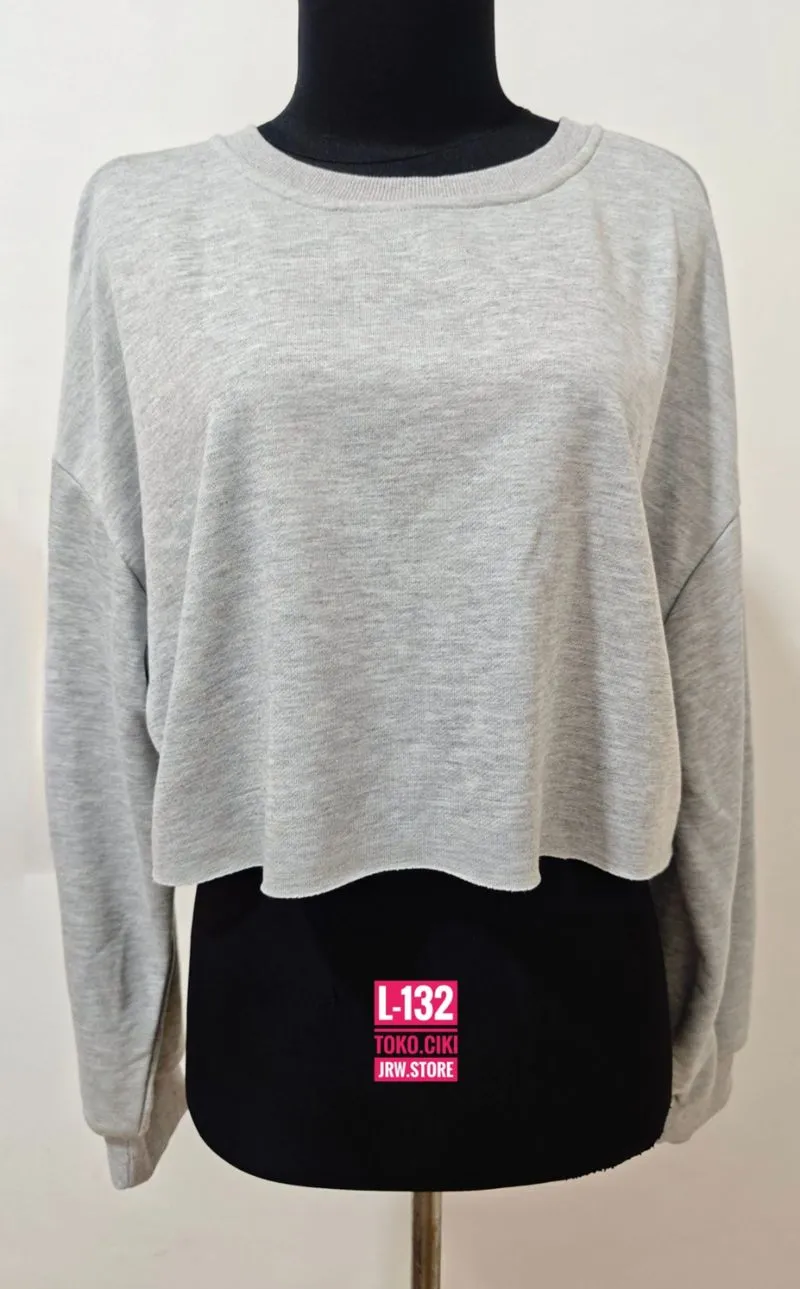 CROP TOP LENGAN PANJANG GREY ABU-ABU CEWE (A-132) photo 1