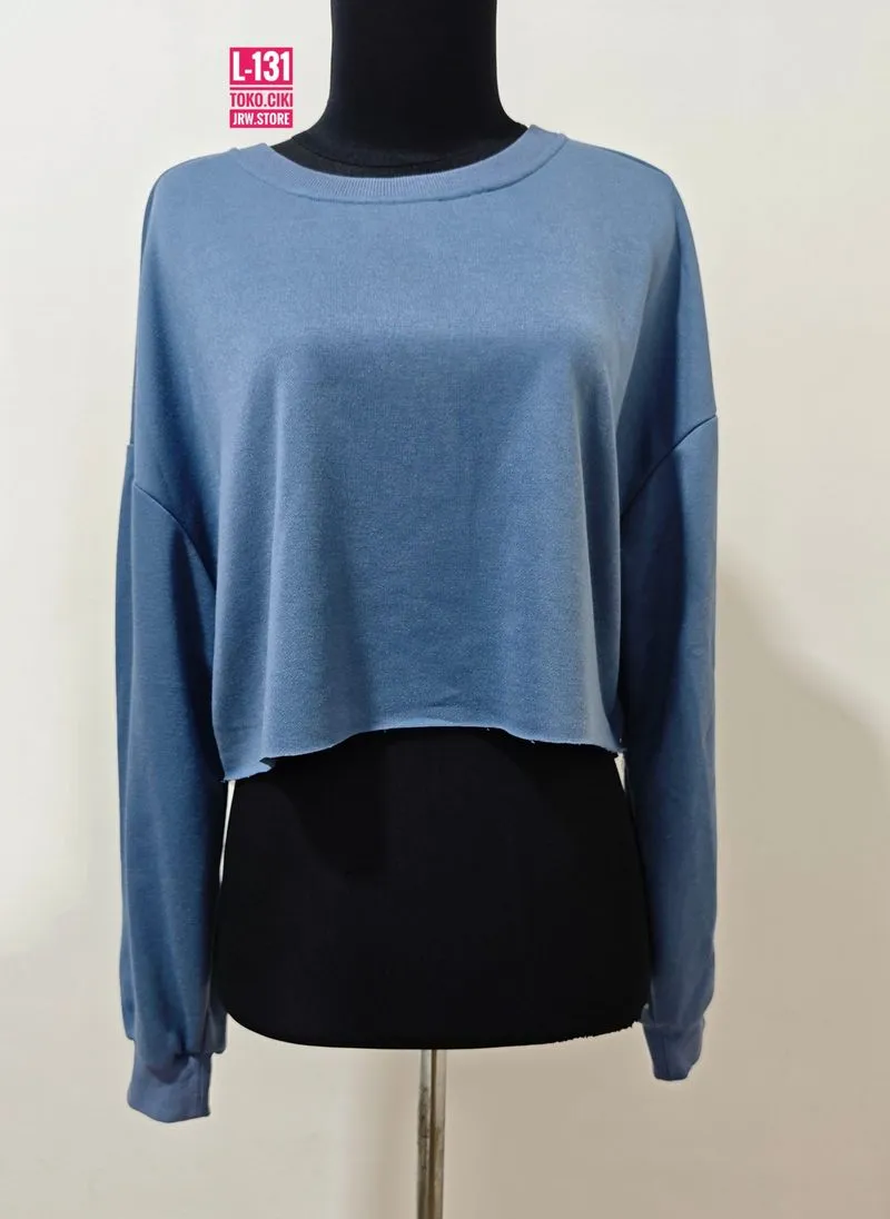 CROP TOP LENGAN PANJANG BIRU BLUE CEWE (A-131) photo 1