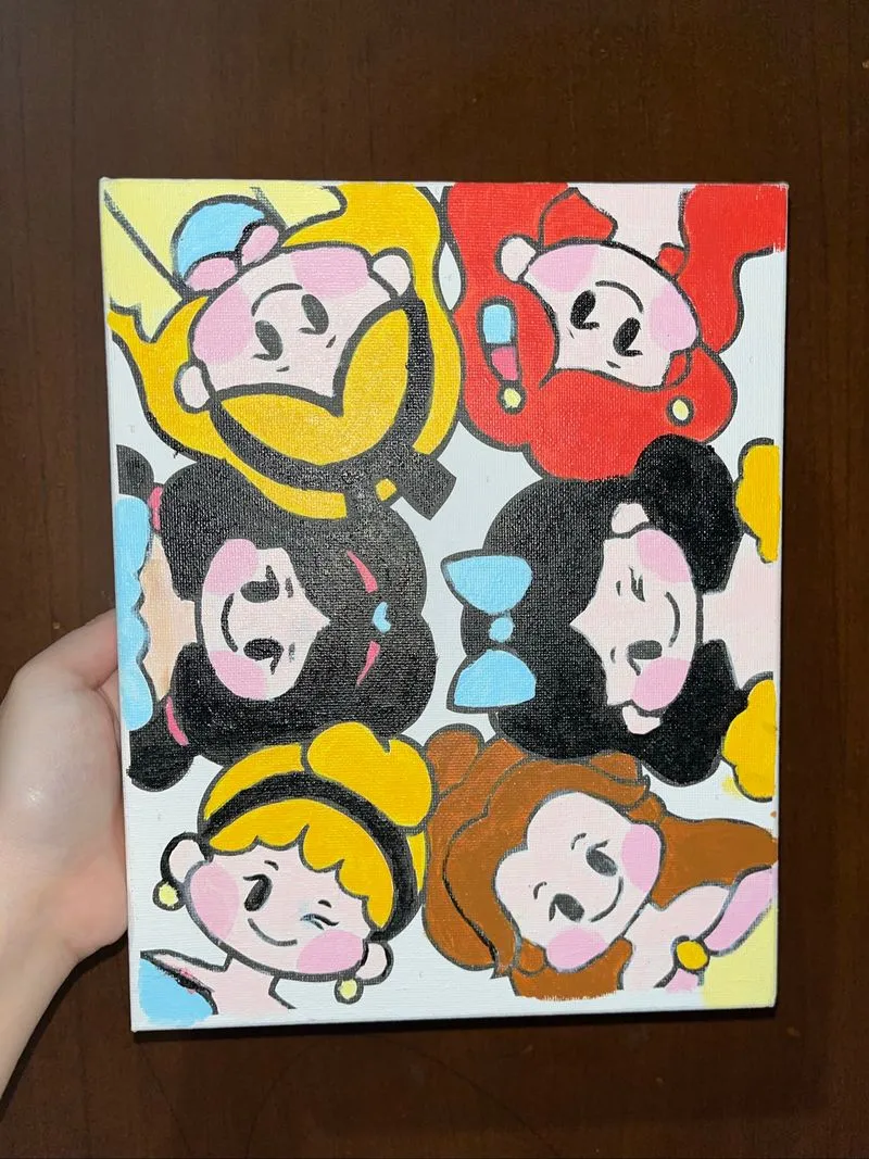 Painted Disney Princesses paint-by-number canvas photo 1
