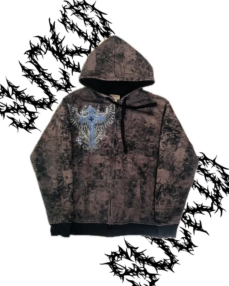 Zip Hodie No Boundaries Skull Tee photo 1