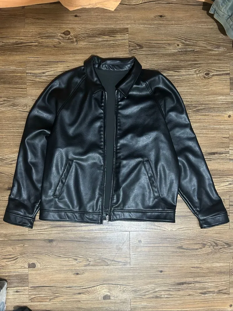 pull and bear leather jacket photo 1
