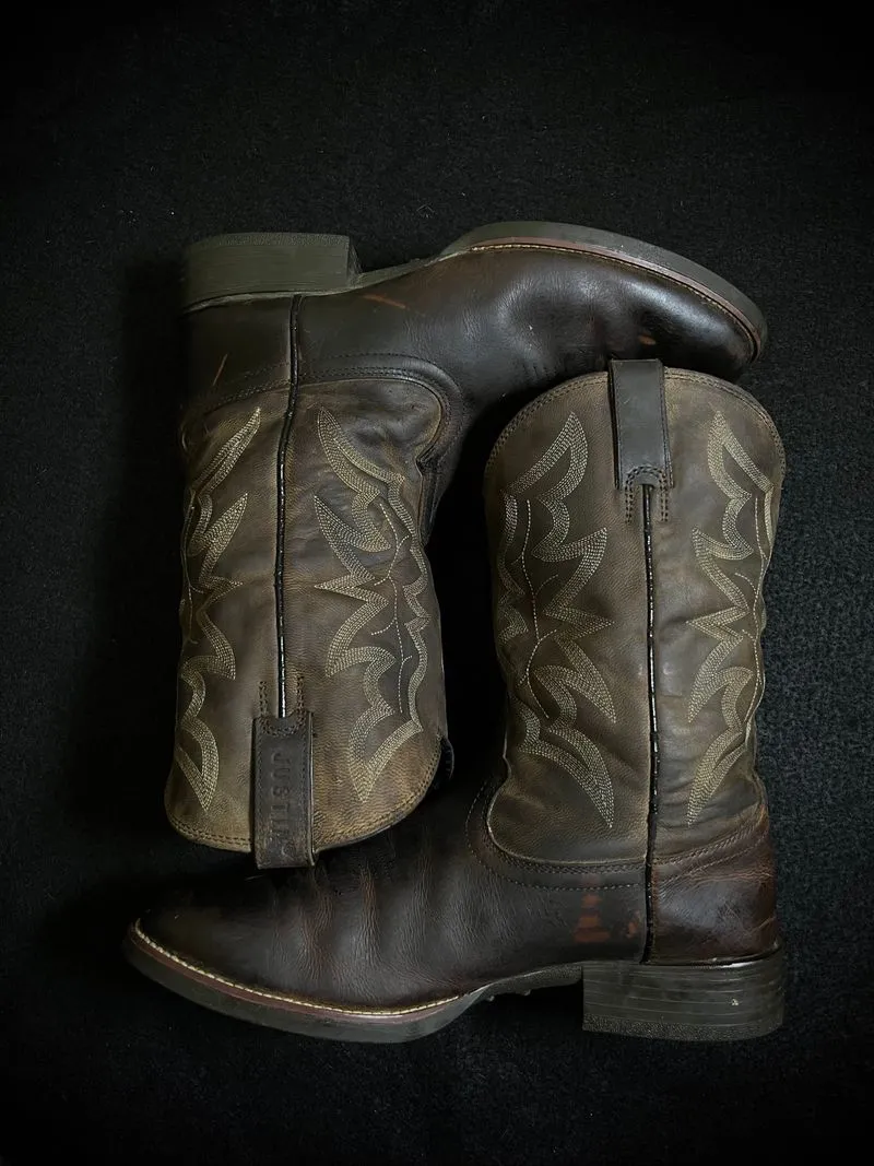 ༺ Vintage Cowboy Western Dark Brown Boots  Justin 𓆪༻⋆ photo 1
